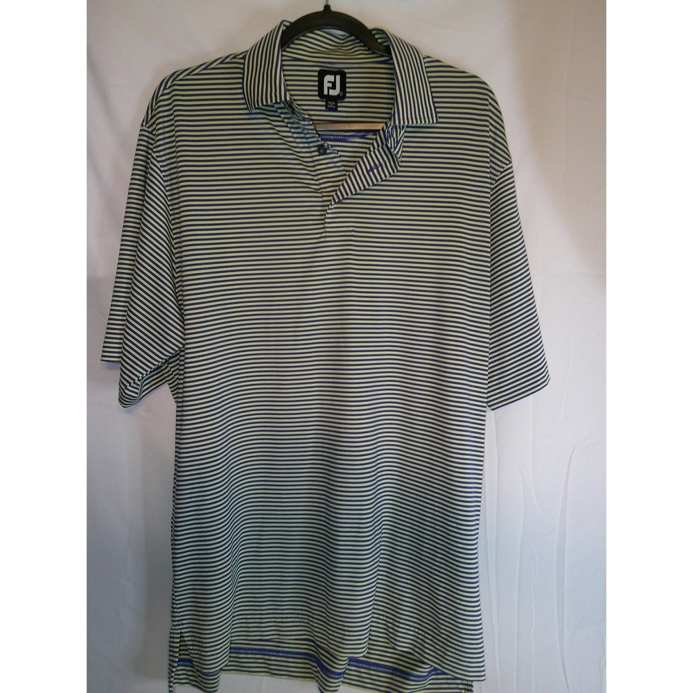 FJ Footjoy Golf Polo Shirt Mens L Large Striped Short‎ Sleeve